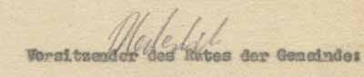Unterschrift auf einer Quittung vom 12.10.1945