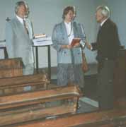 Erntedankfest in Mehrow - Herr Berg (rechts) mit Herrn und Frau Plume aus Ahrensfelde