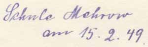 Handschriftlicher Vermerk von Otto Tarrach